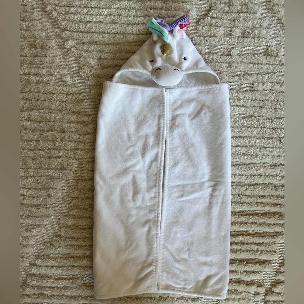 Pottery barn White Unicorn Baby Hooded Towel